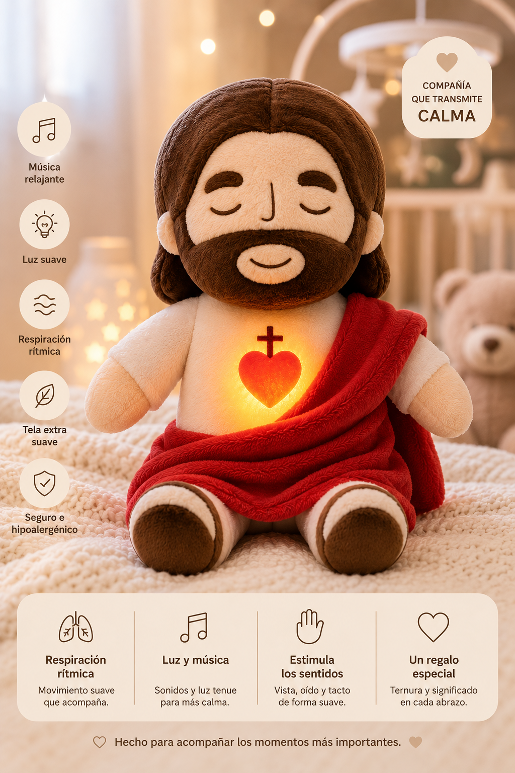 Peluche Jesús que Respira y Acompaña